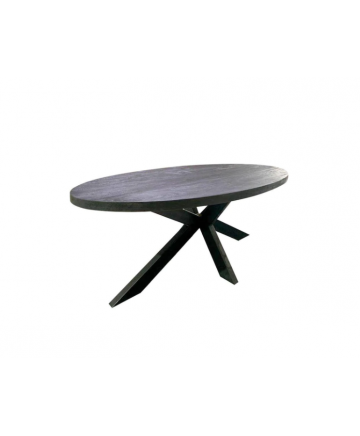 Mangohouten Eettafel I Ovaal Zwart