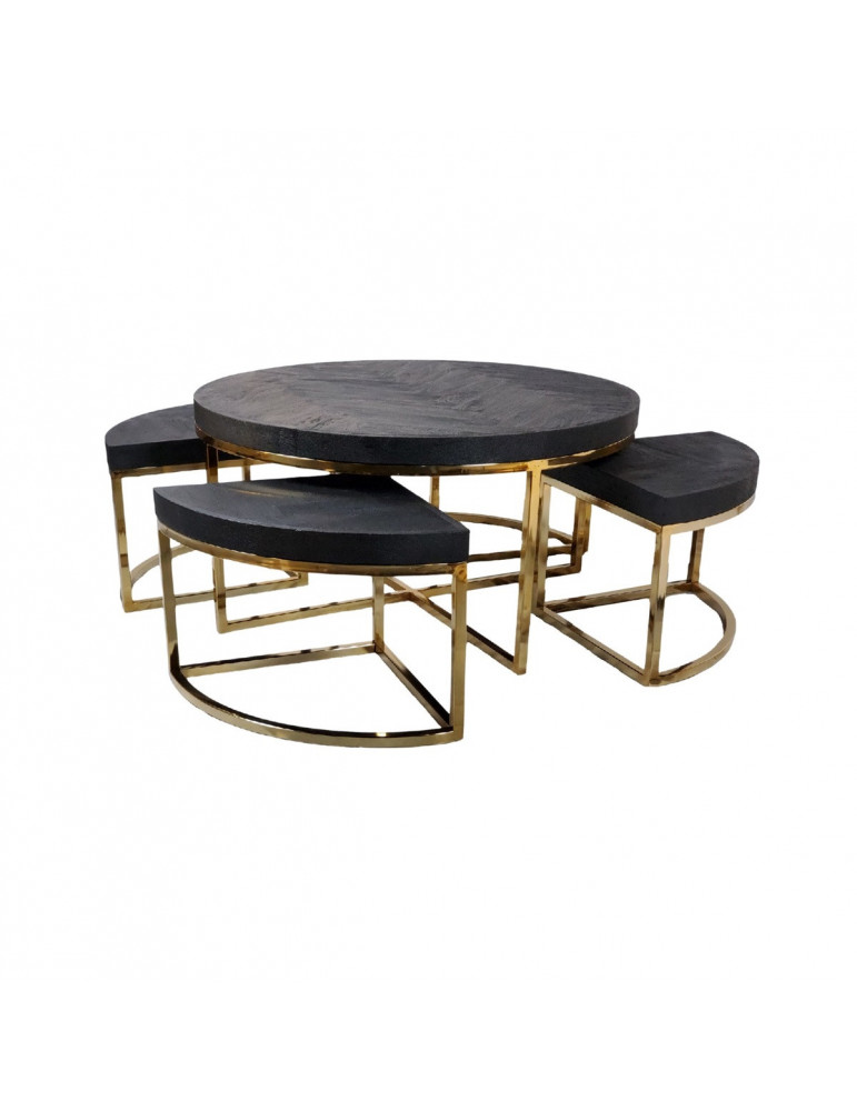 Salontafel 5 delig black bonito visgraat | goud