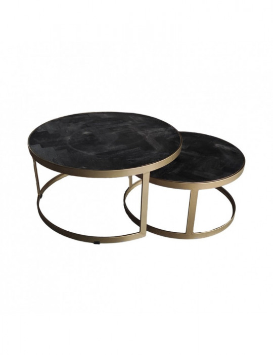 Salontafel 2 delig black bonito visgraat | Goud