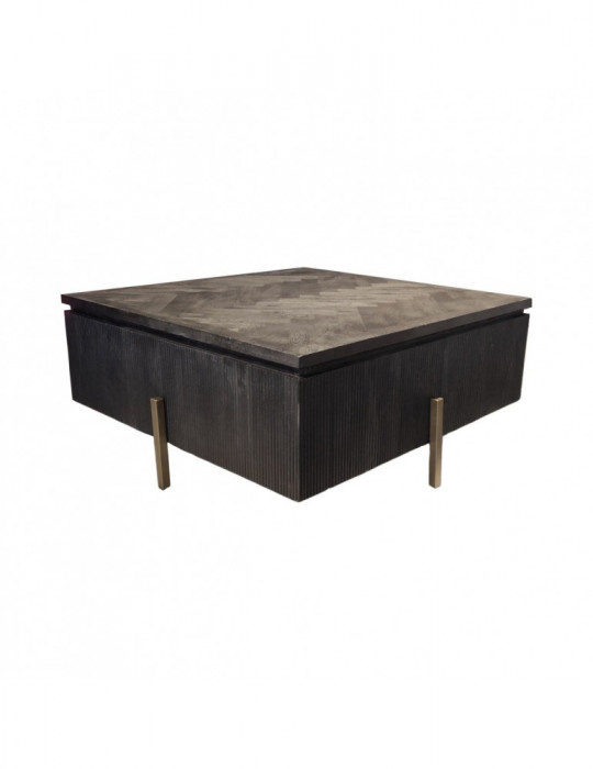 Salontafel vierkant Foster visgraat Black bonito Goud