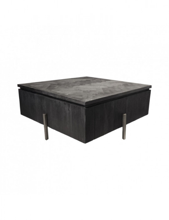 Salontafel vierkant Foster visgraat Black bonito Zilver