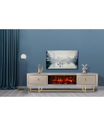 TV MEUBEL SEPIA MIRROR MET SFEERHAARD GOUD