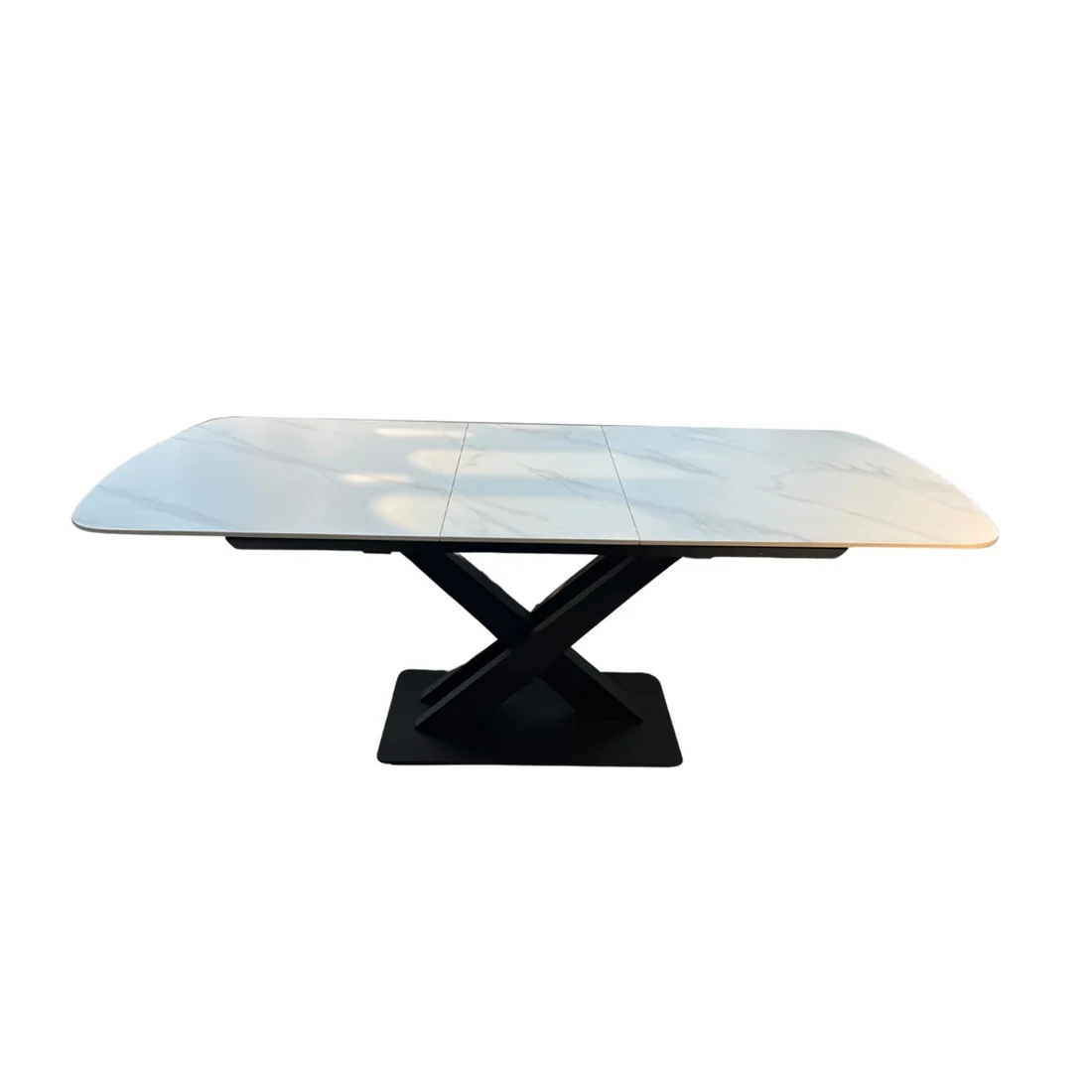 Xabi eettafel | Wit sintersteen | Zwart | 160/200 × 90 cm