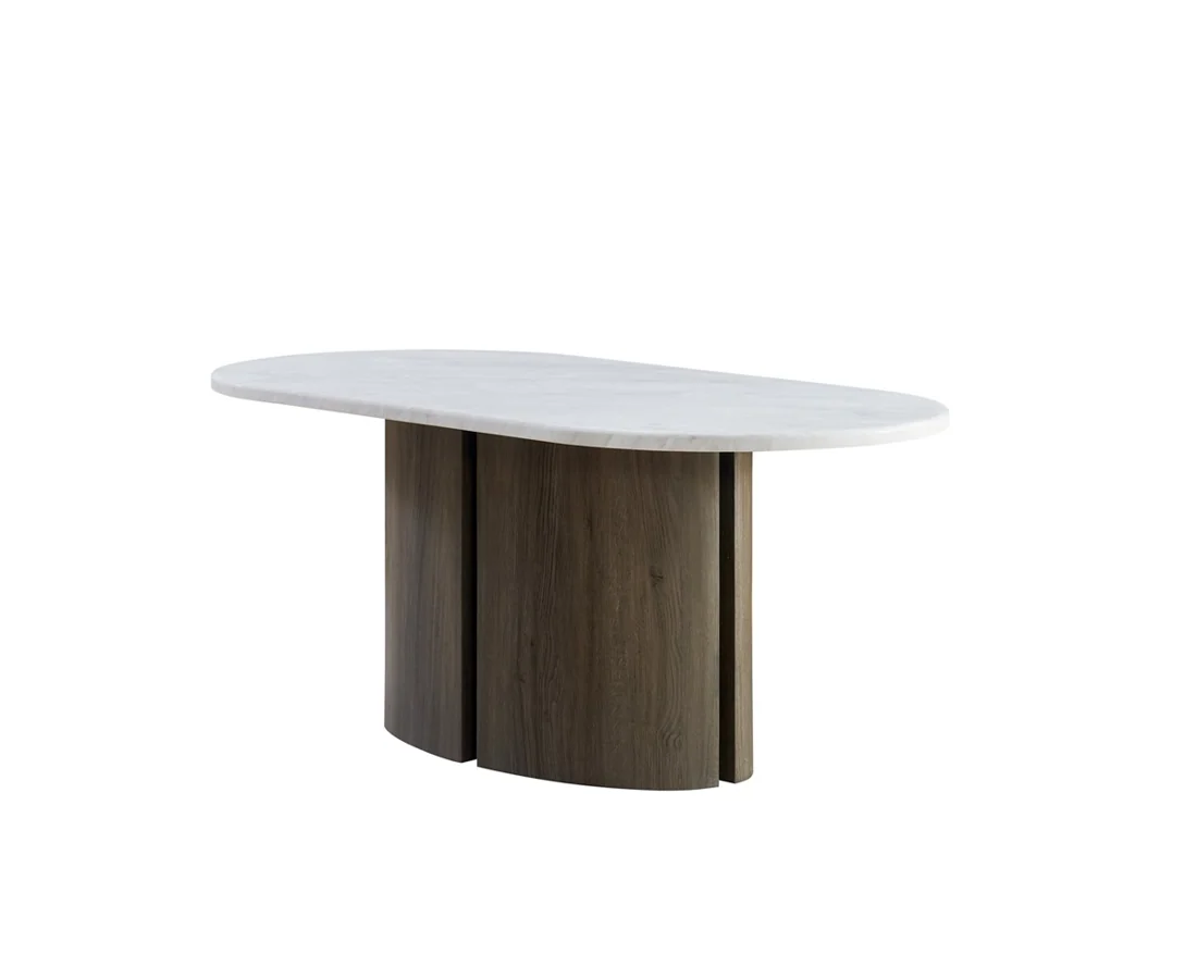Olivia eettafel | Zachtwit marmer | 160 × 90 cm ovaal