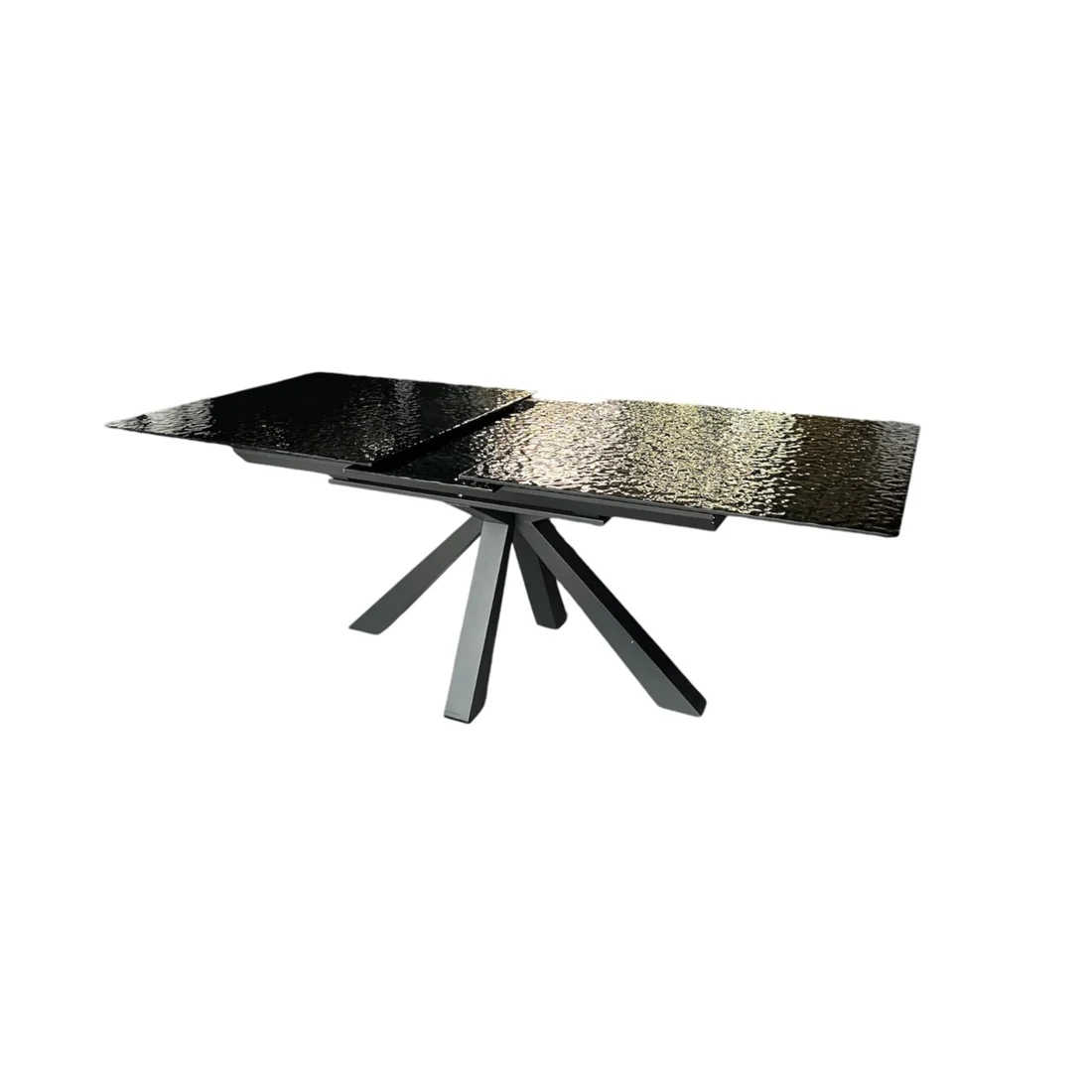 Octopus eettafel | Zwart glas | Zwart | 180/220 × 90 cm