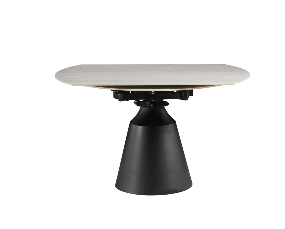 Rotate eettafel | Beige keramiek | Zwart | 135/86 × 75 cm