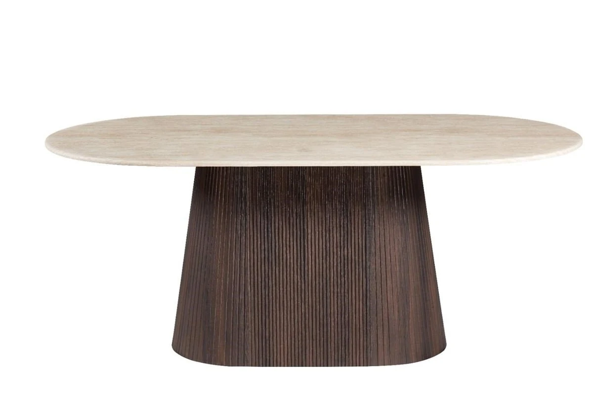 Kimberly eettafel | Bruin · flintstone marmerlook | 160 × 90 cm ovaal — foto 2 van 2