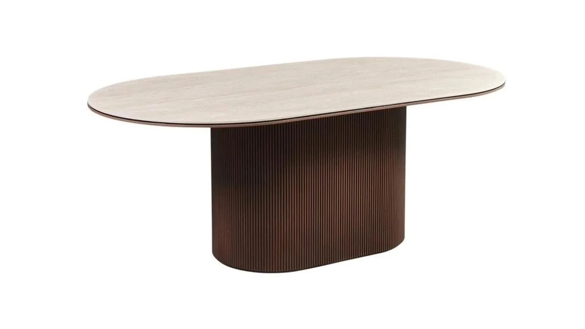 Aqua eettafel | Bruin · beige keramiek | 180 × 110 cm