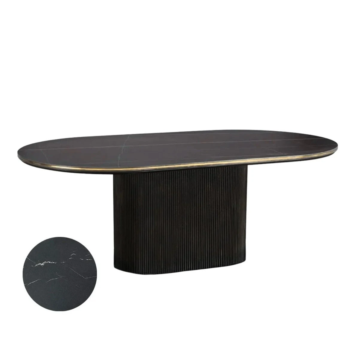 Aqua eettafel | Zwart/goud · wit/grijs keramiek | 200 × 110 cm