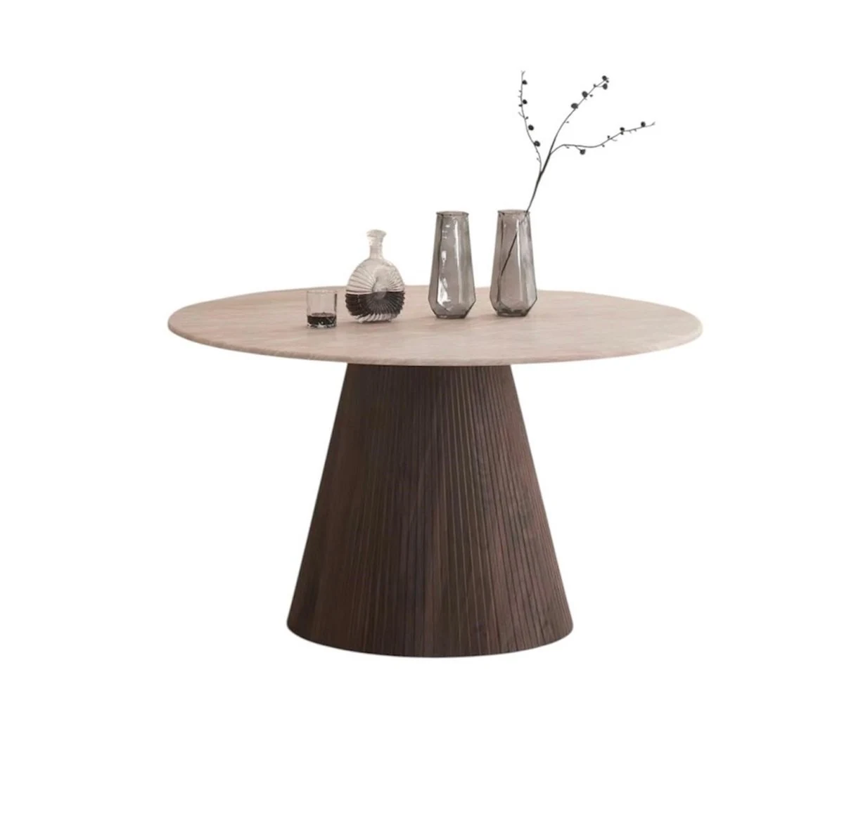 Kimberly eettafel | Bruin · flintstone marmerlook | 130 cm rond