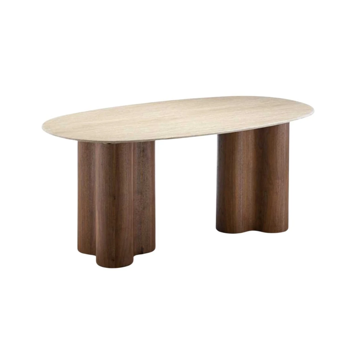 Oslo eettafel | Bruin · flintstone marmerlook | 180 × 90 cm ovaal