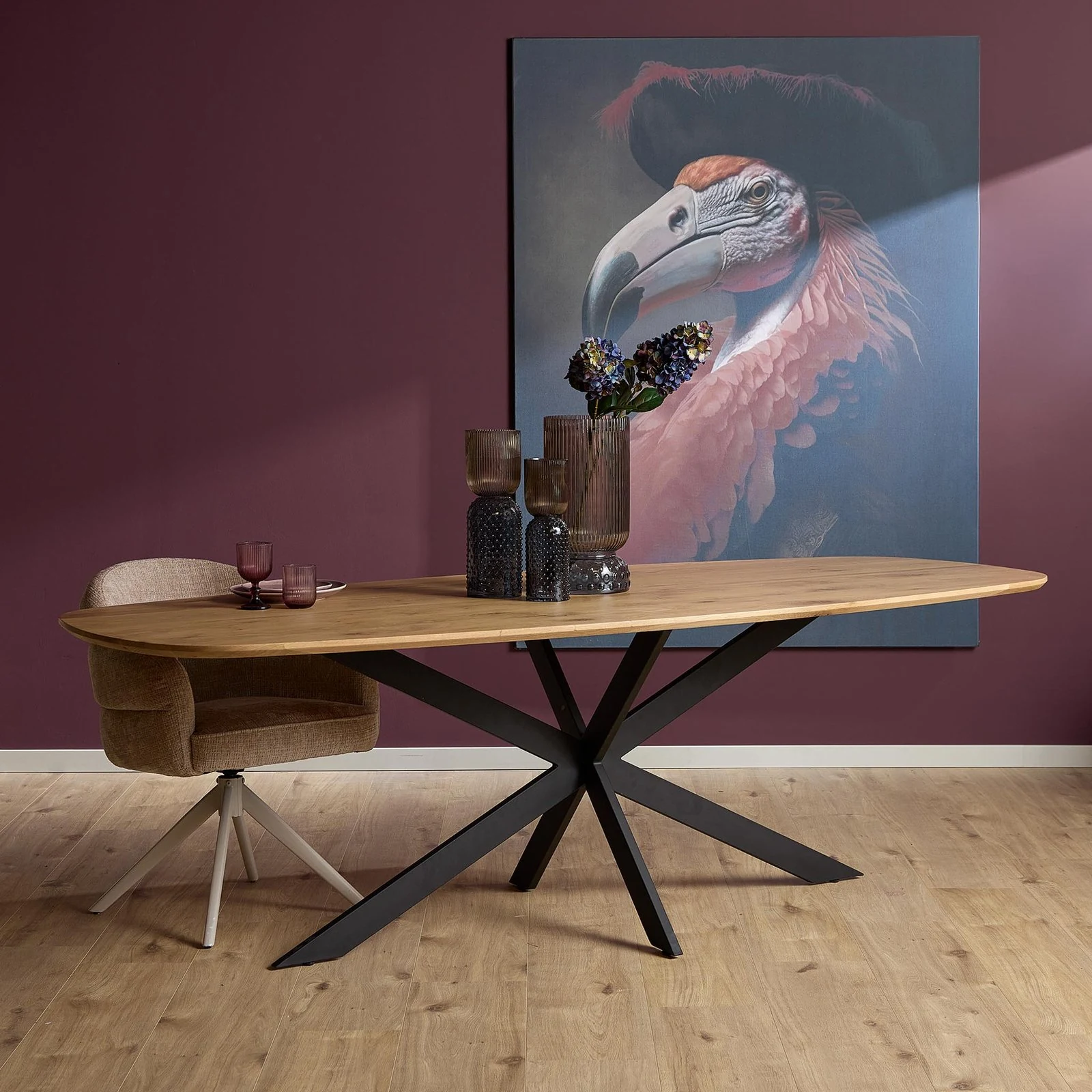 Ferris eettafel | Deens ovaal | Naturel | 180 cm