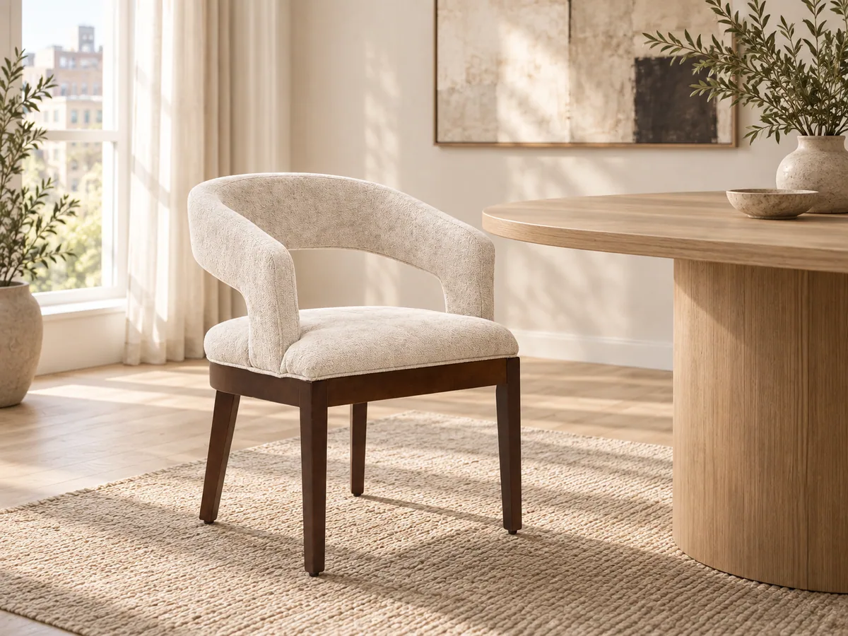 Sindy eetkamerstoelen aan tafel, AI-sfeerimpressie