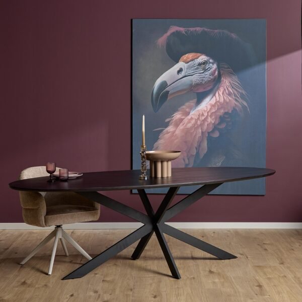 Eiken eettafel Ferris | Ovaal 180 cm | Zwart