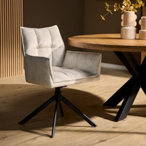 Eetkamerstoel Dani Velvet | Champagne | Met armleuning