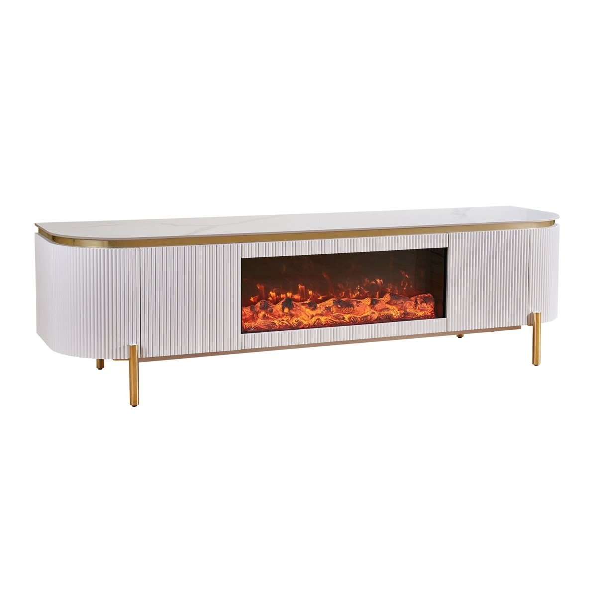 AQUA TT GOLD FIREPLACE 200X50X55 WHITE CERAMIC