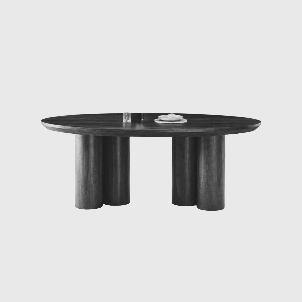 ROYAL DINNING TABLE OVAL 200X100X76 BLACK VENEER PLAIN