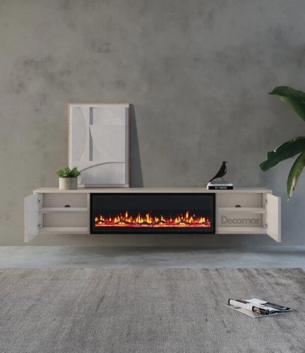 Chic TV Meubel met Elektrische Sfeerhaard – 240 cm – Pure White